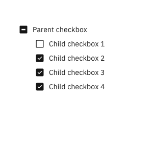 Unchecking a child checkbox. Unchecking a child checkbox.
